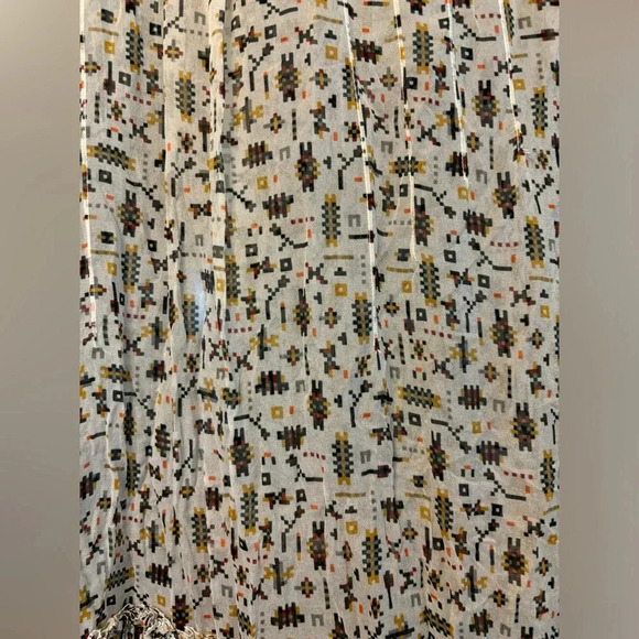 Proenza Schouler Chiffon Printed Dress Black Velvet Piping Midi Long Sleeve L - Picture 3 of 6